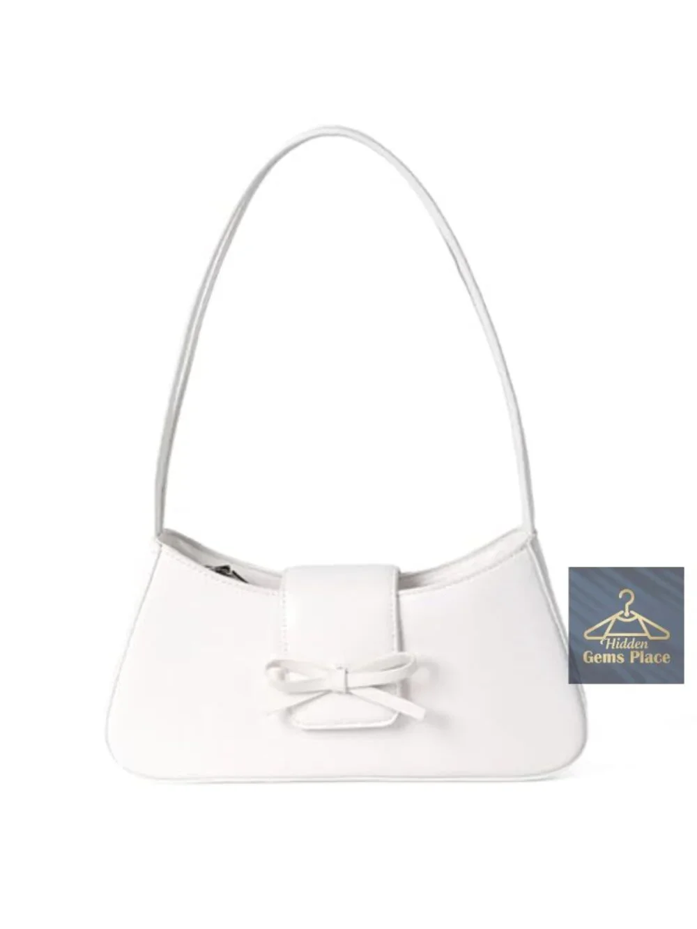 Patent Leather Hobo Handbag with Bow Detail Y2K Shoulder Bag